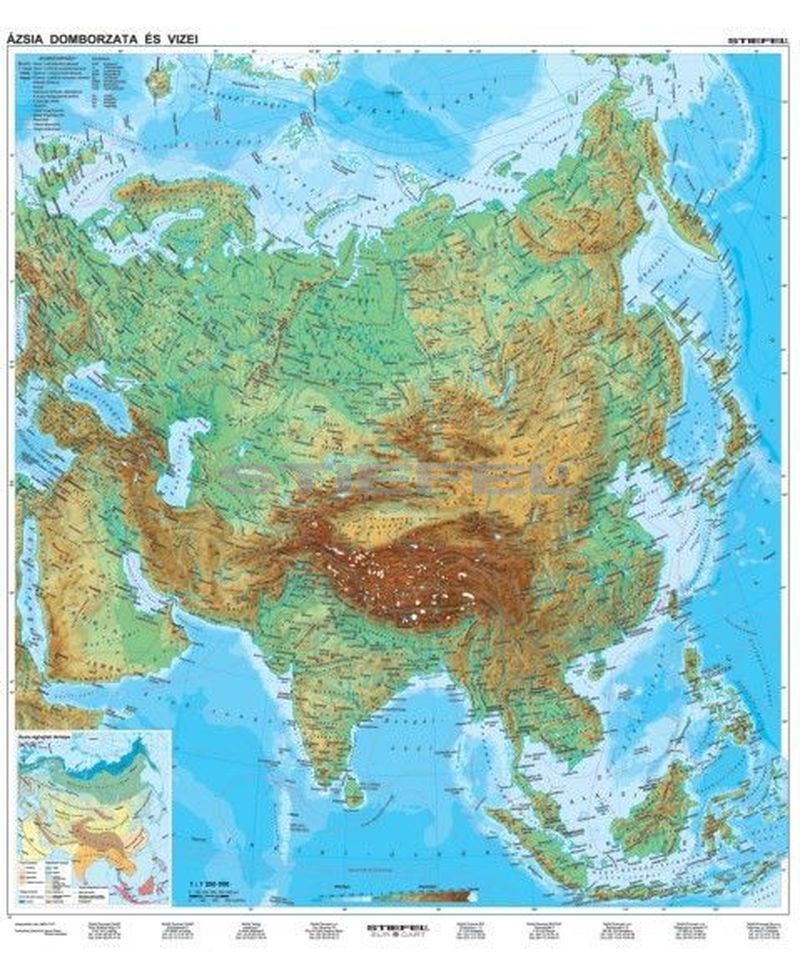 ázsia térkép domborzati Ázsia, domborzati + politikai DUO ázsia térkép domborzati