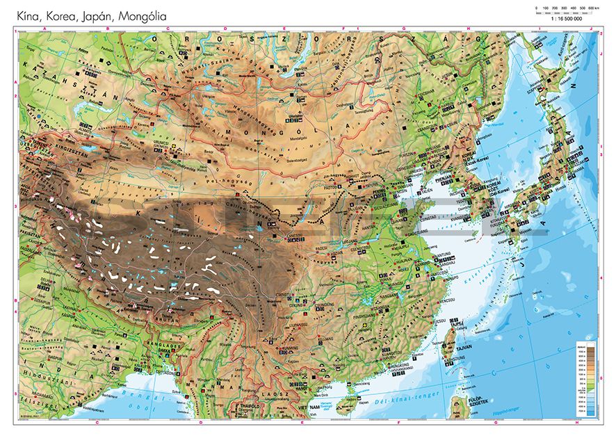 japán domborzati térkép Kína, Korea, Japán, Mongólia domborzata   Iskolaellátó.hu japán domborzati térkép