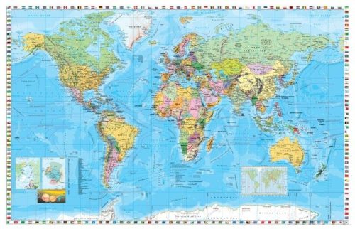 A Föld országai fóliázott - lécezett falitérkép