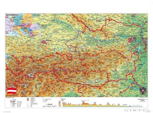 Ausztria politikai/domborzati íróasztal könyöklő