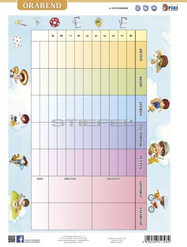 Élj egészségesen / Órarend tanulói munkalap