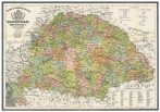   Antik Magyarország térkép könyöklő / Magyarország közigazgatása járásokkal