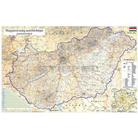   Magyarország autótérképe járáshatárokkal falitérkép fémléces