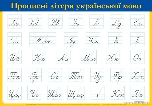 Az ukrán ABC írott nagy- és kisbetűi