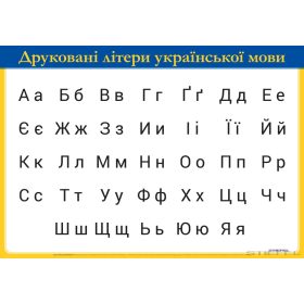 Az ukrán ABC nyomtatott nagy- és kisbetűi