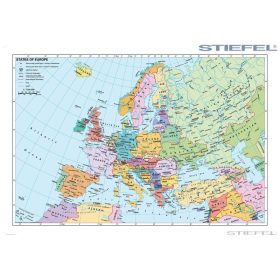 Európa országai angol nyelvű térkép fémléccel