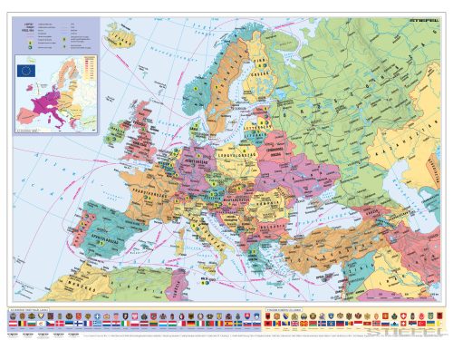 Európa országai - Európai Unió térképe iskolai földrajzi falitérkép (100 x 70 cm)