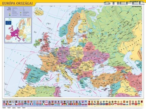 Európa országai - Európai Unió térképe iskolai földrajzi falitérkép (160 x 120 cm)