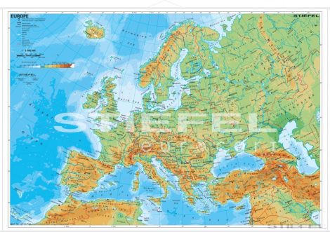 Europe physical (angol Európa domborzati térkép) 