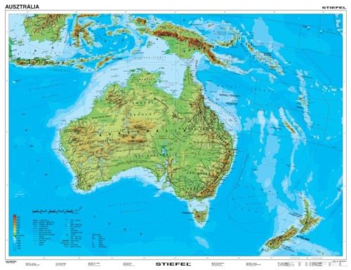 Ausztrália és Óceánia domborzata (140 x 100 cm)