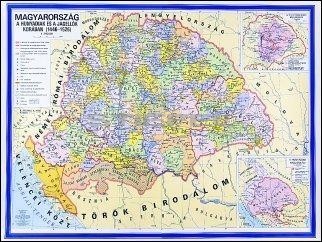 Magyarország a Hunyadiak és a Jagellók korában iskolai történelmi falitérkép 