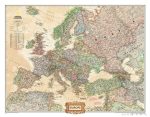 Európa antik színezésű térképe fémléces