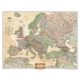 Európa antik színezésű térképe fémléces
