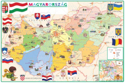 Magyarország közigazgatása iskolai földrajzi falitérkép alsó tagozatosoknak és óvodásoknak