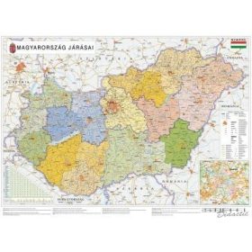   Magyarország közigazgatása a járásokkal - modern színezéssel (140 x 100 cm), iskolai földrajzi falitérkép 