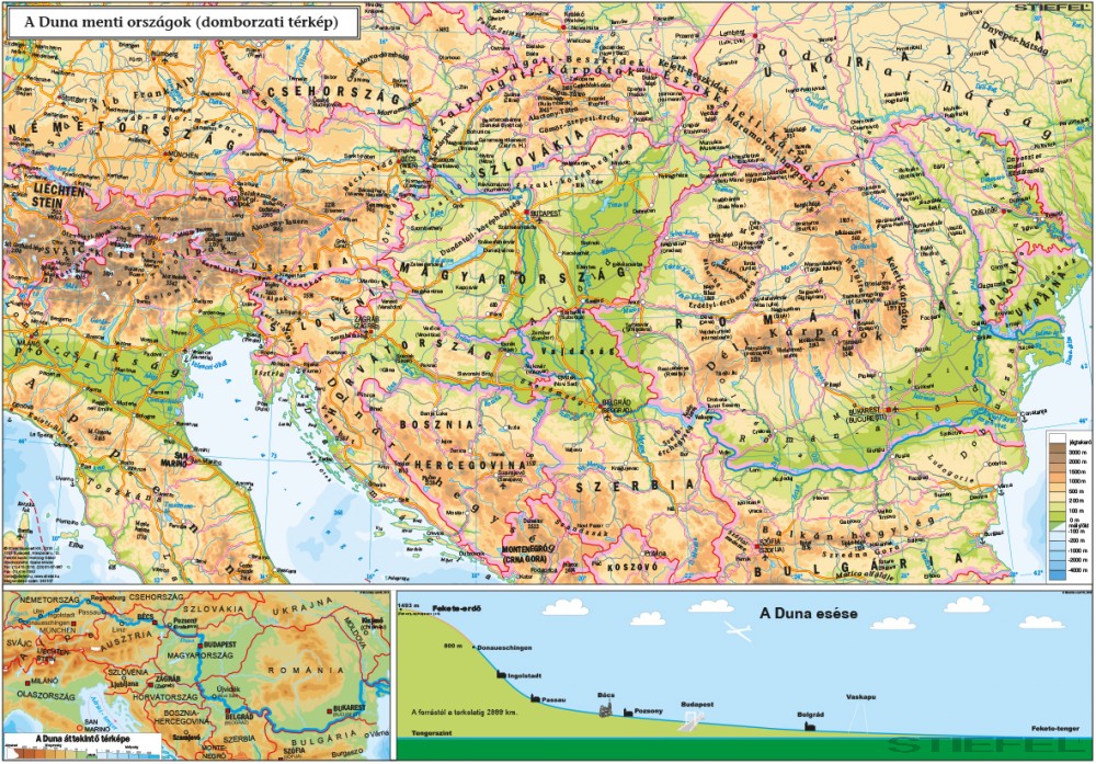domborzati térkép A Duna   menti országok ( domborzati térkép)   Iskolaellátó.