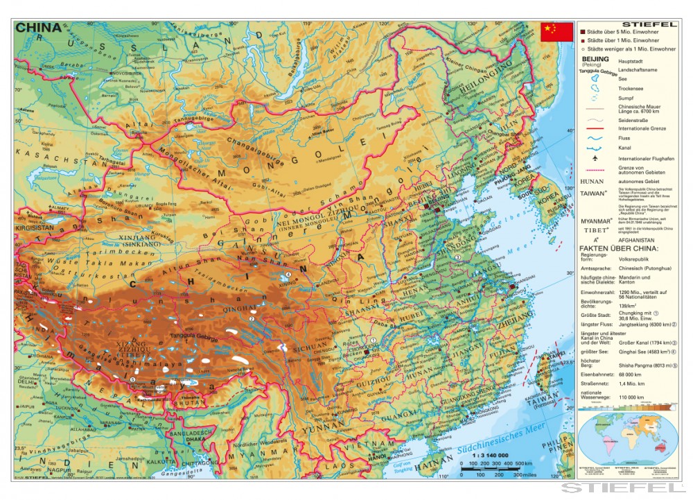 kína domborzati térkép Kína domborzata (német)   Iskolaellátó.hu