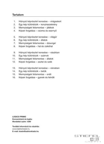 LOGICO Primo feladatkártyák Koncentráció és logika        