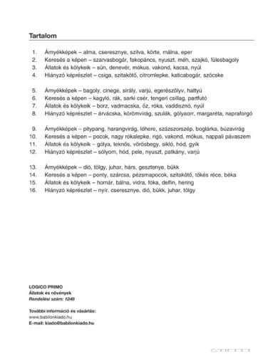 LOGICO Primo feladatkártyák Állatok és növények