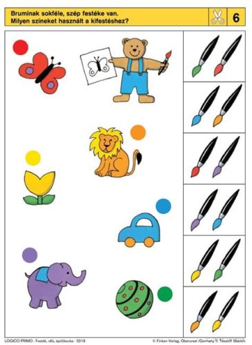 LOGICO Primo feladatkártyák Festék, olló, építőkocka