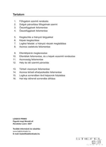 LOGICO Primo feladatkártyák Figyeld meg! Mondd el!