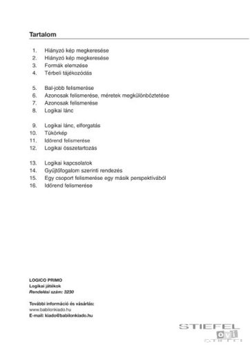 LOGICO Primo feladatkártyák Logikai játékok