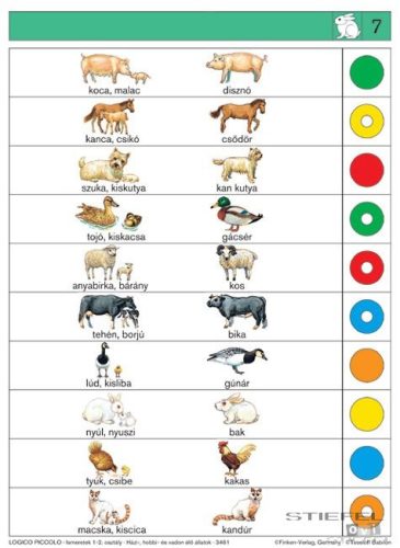 LOGICO Piccolo feladatkártyák Ismeretek 1-2. osztály: Házi-, hobbi- és vadon élő állatok