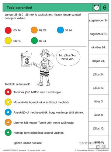 LOGICO Piccolo feladatkártyák Ismeretek 1-4. osztály: Az idő