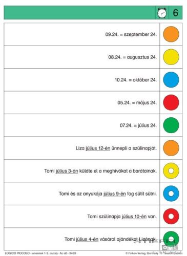 LOGICO Piccolo feladatkártyák Ismeretek 1-4. osztály: Az idő