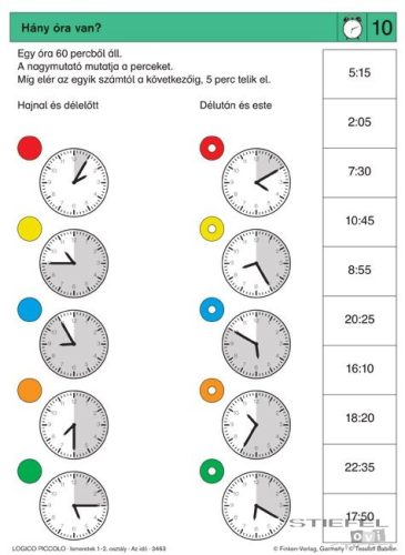 LOGICO Piccolo feladatkártyák Ismeretek 1-4. osztály: Az idő