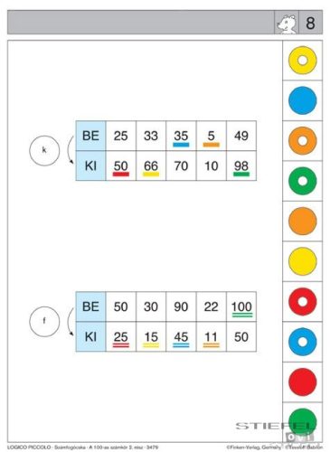 LOGICO Piccolo feladatkártyák Számfogócska: 100-as számkör 2. rész