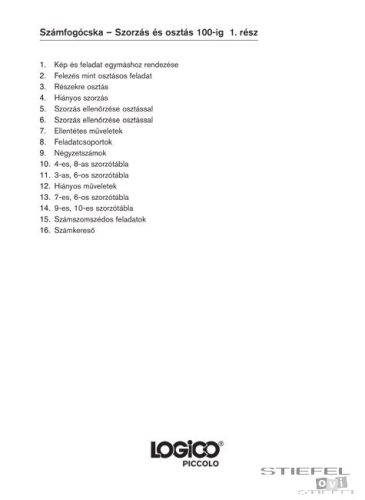 LOGICO Piccolo feladatkártyák Számfogócska: Szorzás és osztás 100-ig 1. rész