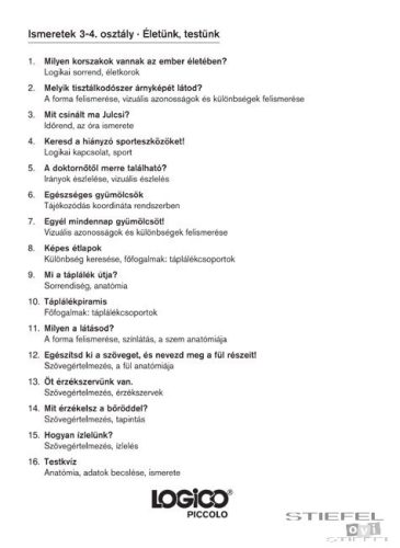 LOGICO Piccolo feladatkártyák Ismeretek 3-4. osztály: Életünk, testünk