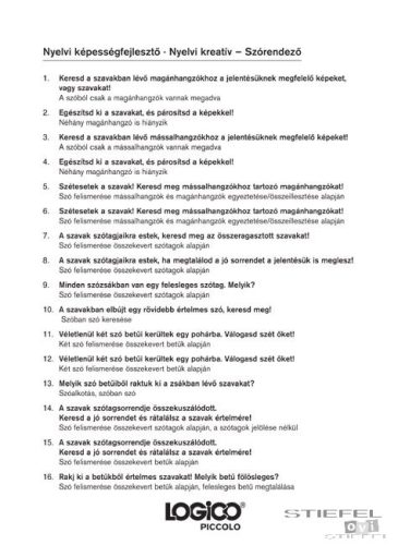 LOGICO Piccolo feladatkártyák Nyelvi képességfejlesztő: Nyelvi kreatív - Szórendező