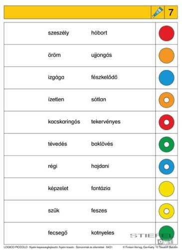 LOGICO Piccolo feladatkártyák Nyelvi képességfejlesztő: Nyelvi kreatív - Szinonimák és ellentétek