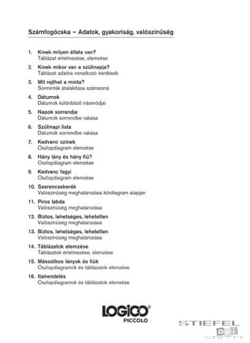 LOGICO Piccolo feladatkártyák Számfogócska: Adatok, gyakoriság,valószínűség