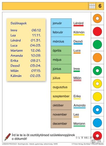 LOGICO Piccolo feladatkártyák Számfogócska: Adatok, gyakoriság,valószínűség