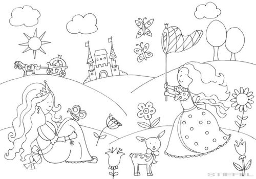 Csillámvarázs matricás kifestő – Hercegnők