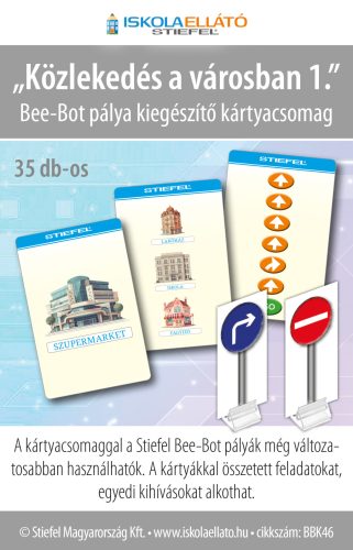 Bee-Bot gyakorlópálya + kártyacsomag, "Közlekedés a városban 1." (fix gyalogos-átkelőhelyekkel és néhány közlekedési táblával) + kártyacsomag