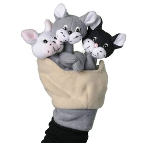 Három cica a kosárban ötujjas báb