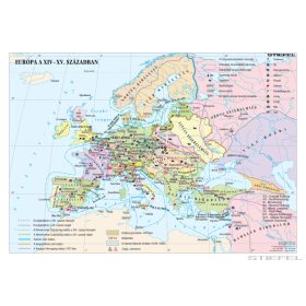   Európa a XIV-XV. Században, fóliázott, lécezett (100 x 140 cm) iskolai történelmi falitérkép
