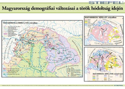 Magyarország demográfiai változásai a török hódoltság idején (140 x 100 cm) iskolai történelmi falitérkép 