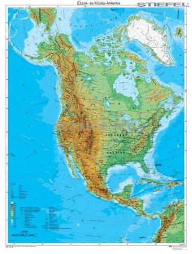 Észak-Amerika domborzati térképe (100 x 140 cm)