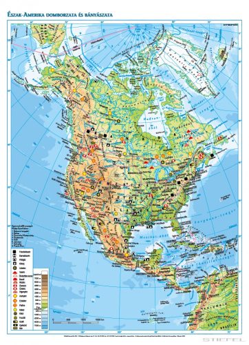 Észak-Amerika domborzata és bányászata (100 x 140 cm)