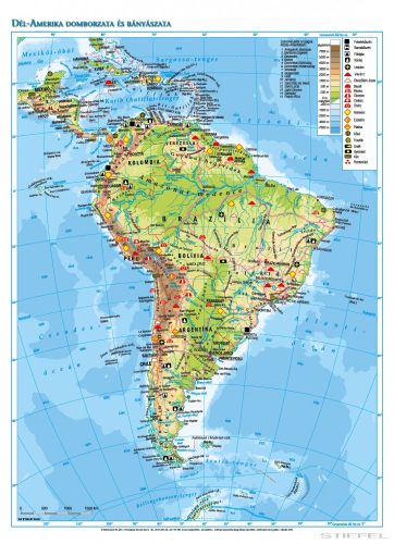 Dél-Amerika domborzata és bányászata (100 x 140 cm)