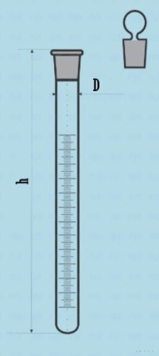 Kémcső, mércés, üvegdugóval, 10 ml