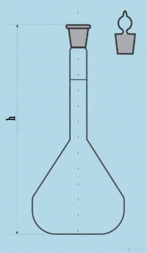 Mérőlombik, műanyag dugóval, A osztályú, 500 ml