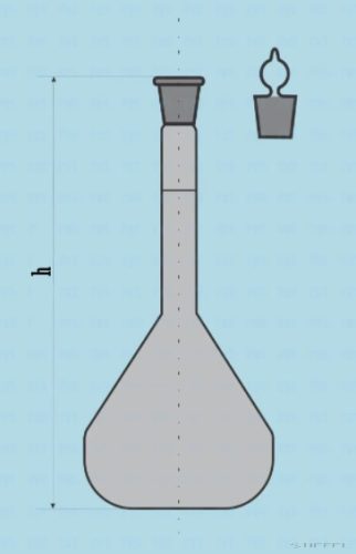Mérőlombik, műanyag dugóval, barna, A osztályú, 250 ml