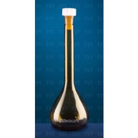   Mérőlombik, műanyag dugóval, barna, A osztályú, többféle méretben