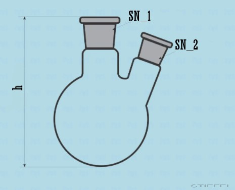 Gömblombik, kerek alj, NS csiszolattal, 2 nyakú, 2000 ml